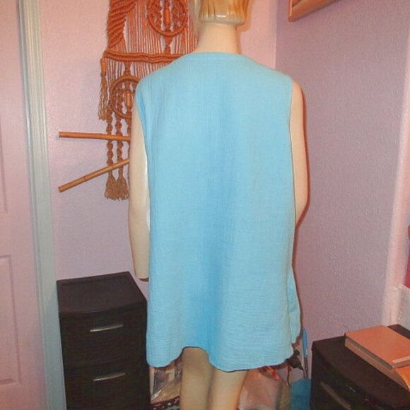 Lulu B Gauze Asymmetrical Top Size XL TunicTank Sleeveless Lagenlook Coastal NWT - Picture 7 of 11